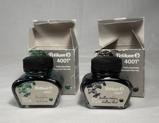 Pelikan 4001 Bottled Ink Brilliant Black  Dark Green 30ml 2 Bottles NEW