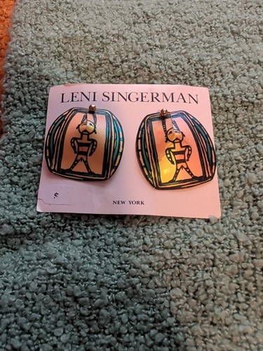 Leni Singerman Vintage Earrings Tribal Art