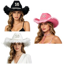 Adults Wide Brim Hats Lightweight Cowboy Hat 16th Birthday Cowgirl Cap Unique