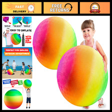 Jumbo 18" Rainbow Playground Ball for Kids - Inflatable Kickball for Indoor/Outd