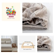 Breathable Queen Linen Fitted Sheet   14 Inch...