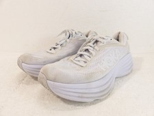 Women's Hoka One One Bondi 8 Lace-Up Athletic Running Shoes White Size 9B