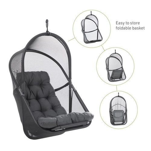 Afuera Living Breeze Outdoor Foldable Mesh Fabric Egg Swing in Dark Gray - Picture 3 of 10