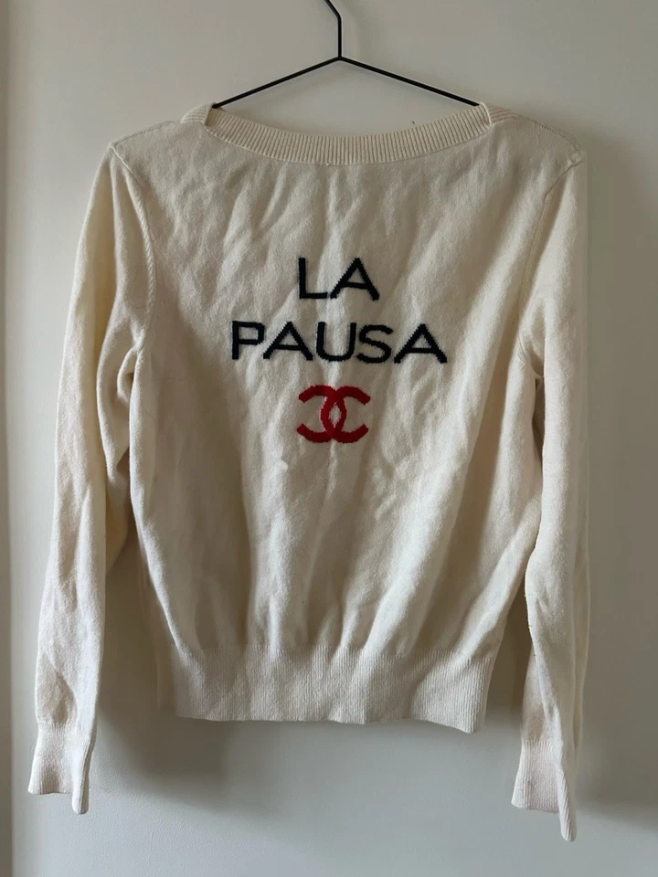 Chanel Suéter Tejido Cachemir Rojo Logo Talla 36 Foto 3 de 4