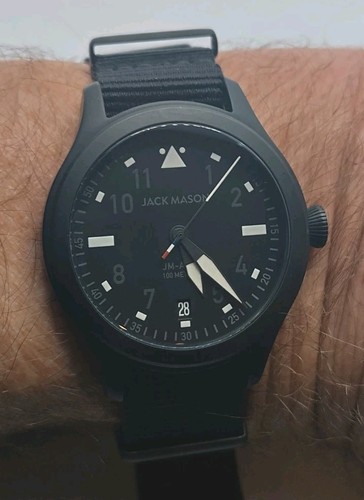 JACK MASON  Aviation Black JDM Date Men's Quartz  Watch -38mm Ref:JM-A401