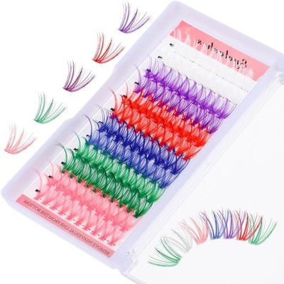 120 Pcs Colored Lash Clusters 6 Colors 14mm 16mm D Curl DIY Lash Extensions