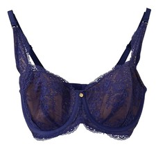 Adore Me Underwire Bra Womens 32DDD Royal Blue Floral Lace Mesh Wings