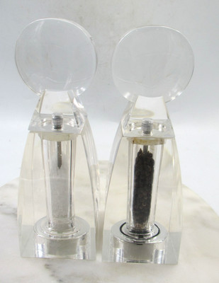 1970s Acrylic Salt & Pepper Grinders Wayne Husted Grainware Blenko Vintage