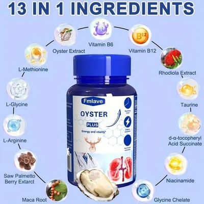 Oyster Extract Supplement Supports Male Energy & Vitality Kidney Healthy 60 caps