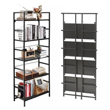 5 Tier Bookshelf Bookcase Shelf Industrial Display Standing Shelf Unit for Be...