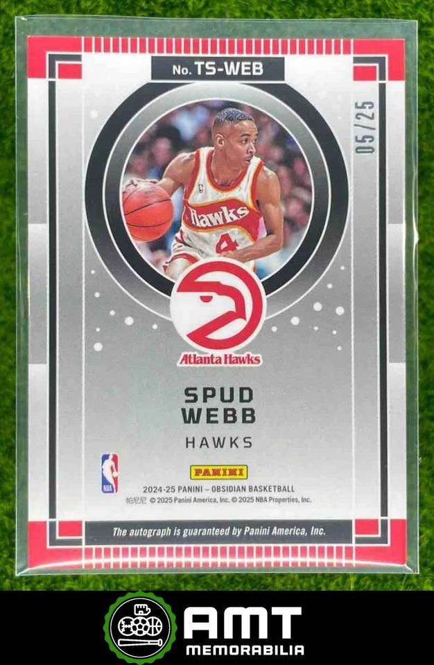 2023-24 Panini Obsidian Spud Webb Twilight Auto Electric Etch Green 5/25 Hawks - Image 2 of 3