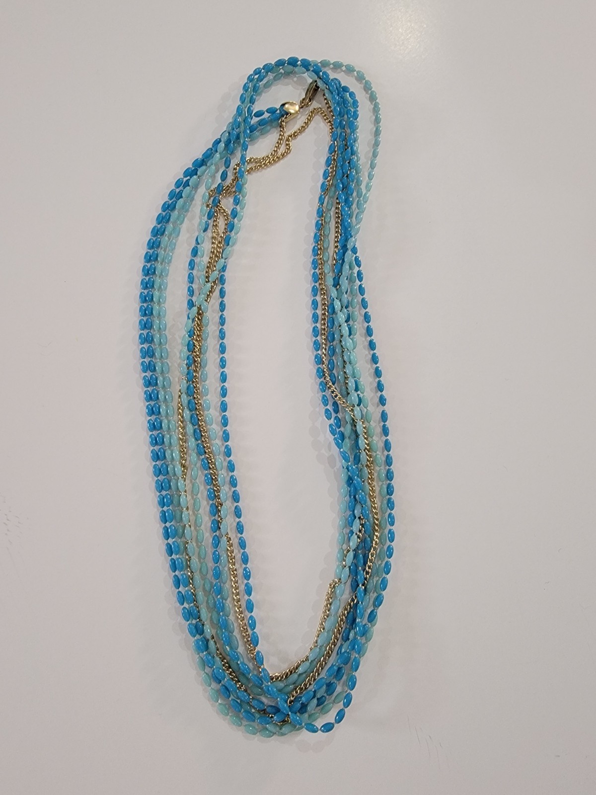 Plastic Beaded Blue Three Strand Multi-strand Nec… - image 6