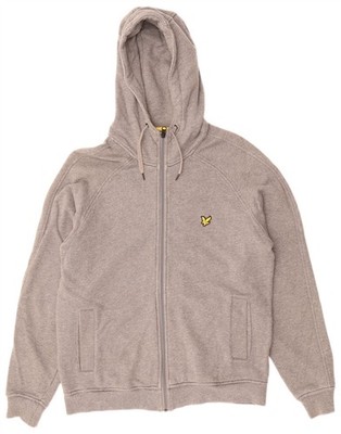 LYLE & SCOTT Mens Zip Hoodie Sweater Large Grey Cotton CM01