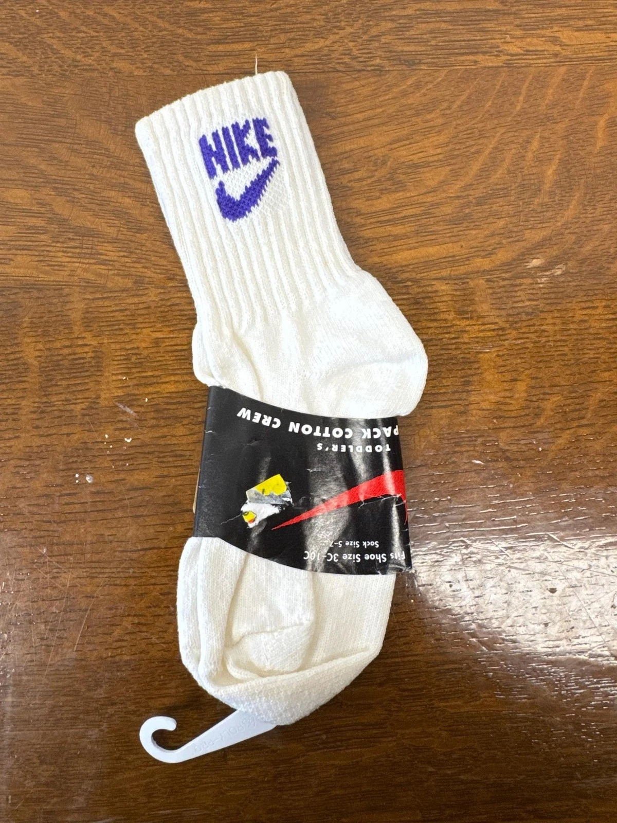 Vintage Nike Socks Girls White Toddler Cotton Crew Swoosh 3C-10C Set of 2
