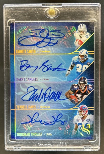 2025 Silhouette Thomas Barry Sanders Davis Emmitt Smith Quad Auto Gold #/10