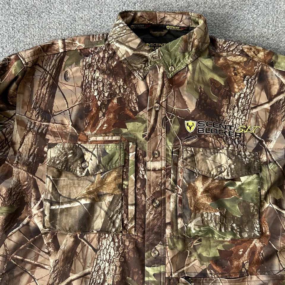 Scent Blocker Jacket Mens XL SLT Camo Realtree HardwoodsHunting ScentTek Shacket - Image 2 of 4