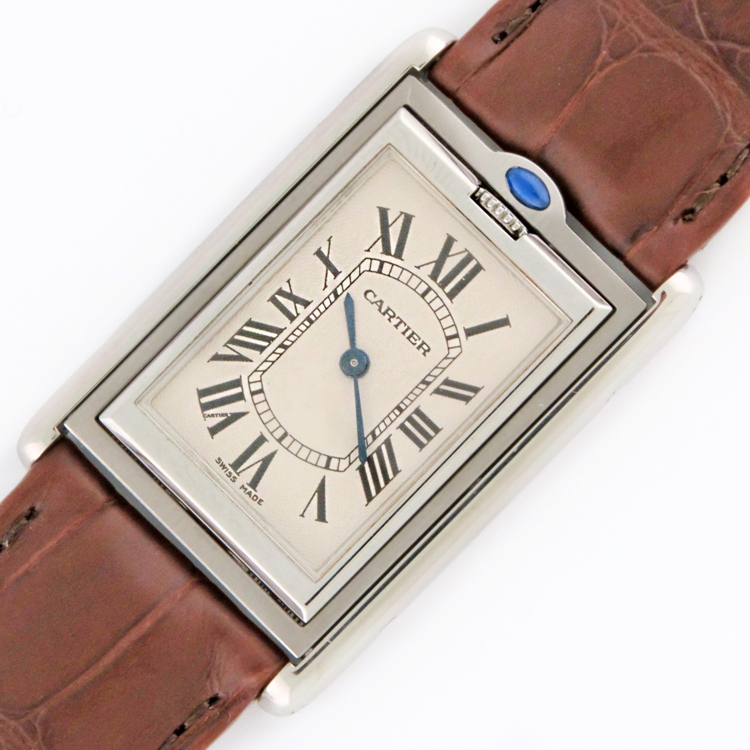 Cartier Tank Basculante XL Mechanique SS Ref 2390 Reversible Mens Watch 25x38mm