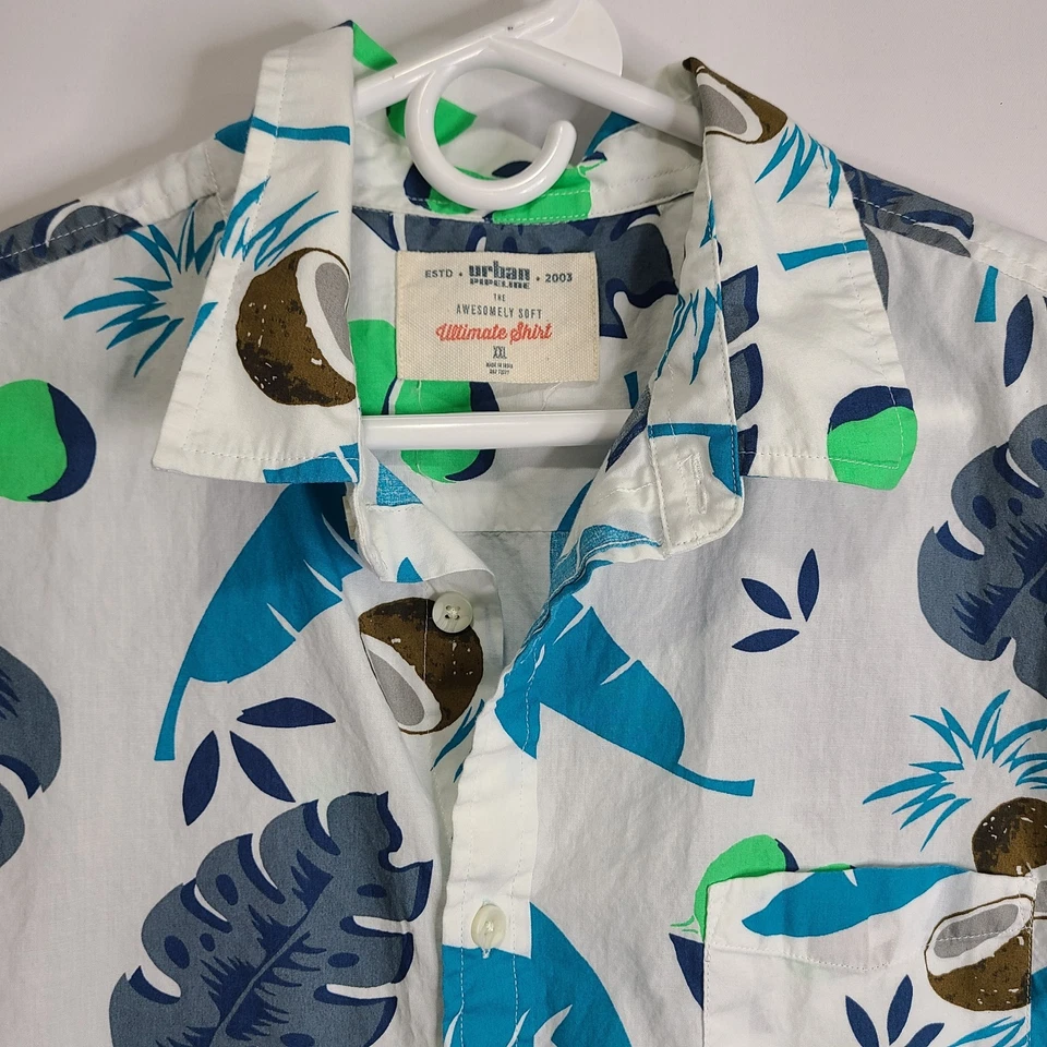 Urban Pipeline XXL (2xl) Colorful Hawaiian Button Up Shirt Coconuts Palms - Image 3 of 4