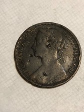 1876 H GREAT BRITAIN ONE PENNY BRONZE COIN