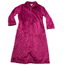 Miss Elaine Large Plum Fuzzy Warm Full Zip Long Sleeve Robe