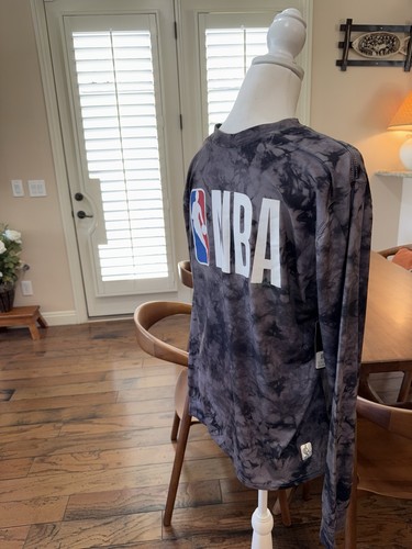 NBA Tie-Dye Long Sleeve Shirt Black Gray Logo Tee Unisex Size S NWT Streetwear - Picture 4 of 11