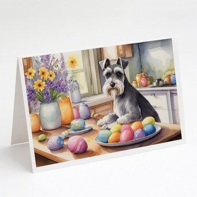 Caroline's Treasures Decorating Easter Schnauzer Greeting Cards Pack of 8