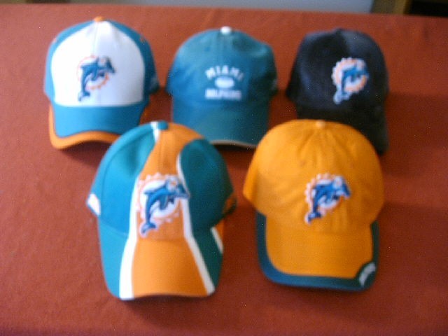 Vintage (5) Miami Dolphins Football Reebok NFL Equipment Baseball Hats Caps