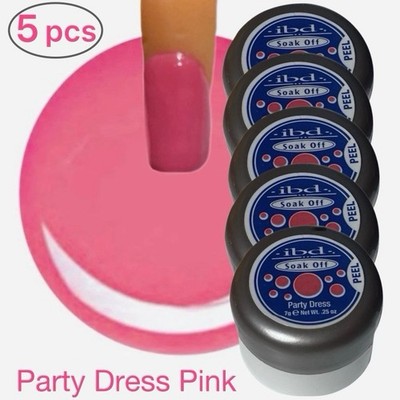 (5pk) IBD UV/LED Gel Polish Soak Off  Party Dress Pink  NEW .25oz/ea Sealed Pots