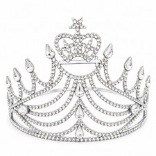 Masonic Amaranth Silver Tone Adjustable Crown 12 Points Rhinestones Crown Case