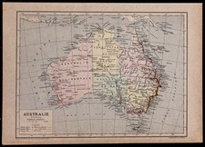 1890ca - Carta Antica Australia - Incisione Antica
