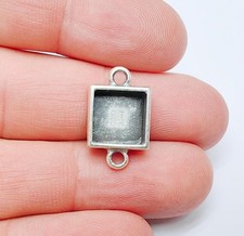 5 Square Pendant Bezel Resin Blank inlay Connector Antique Silver 10x10mm G37240