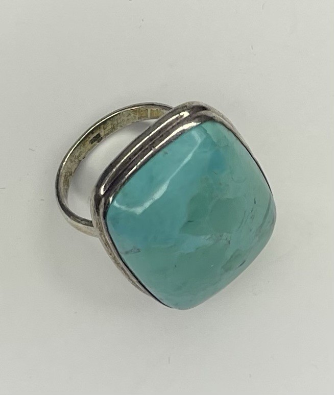Genuine Turquoise Statement Ring Solid Sterling S… - image 3