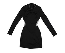 Lulus Dress Womens Small Black Long Sleeve Bodycon Cutout Rhinestone Mini Party