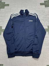 Adidas Essentials 3 Stripes Tricot Track Jacket Mens Small Blue Full Zip Running
