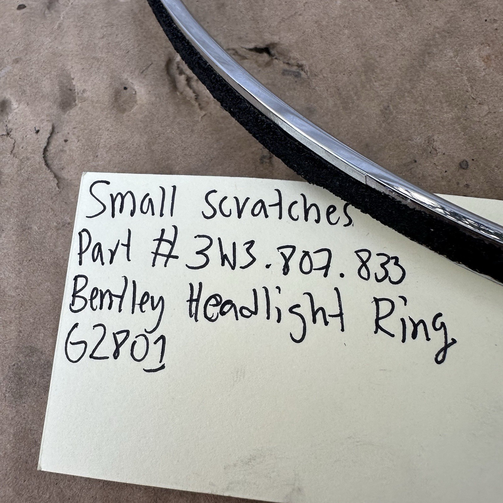 Bentley Headlight Chrome Trim Ring 3W3.807.833 OEM G2801