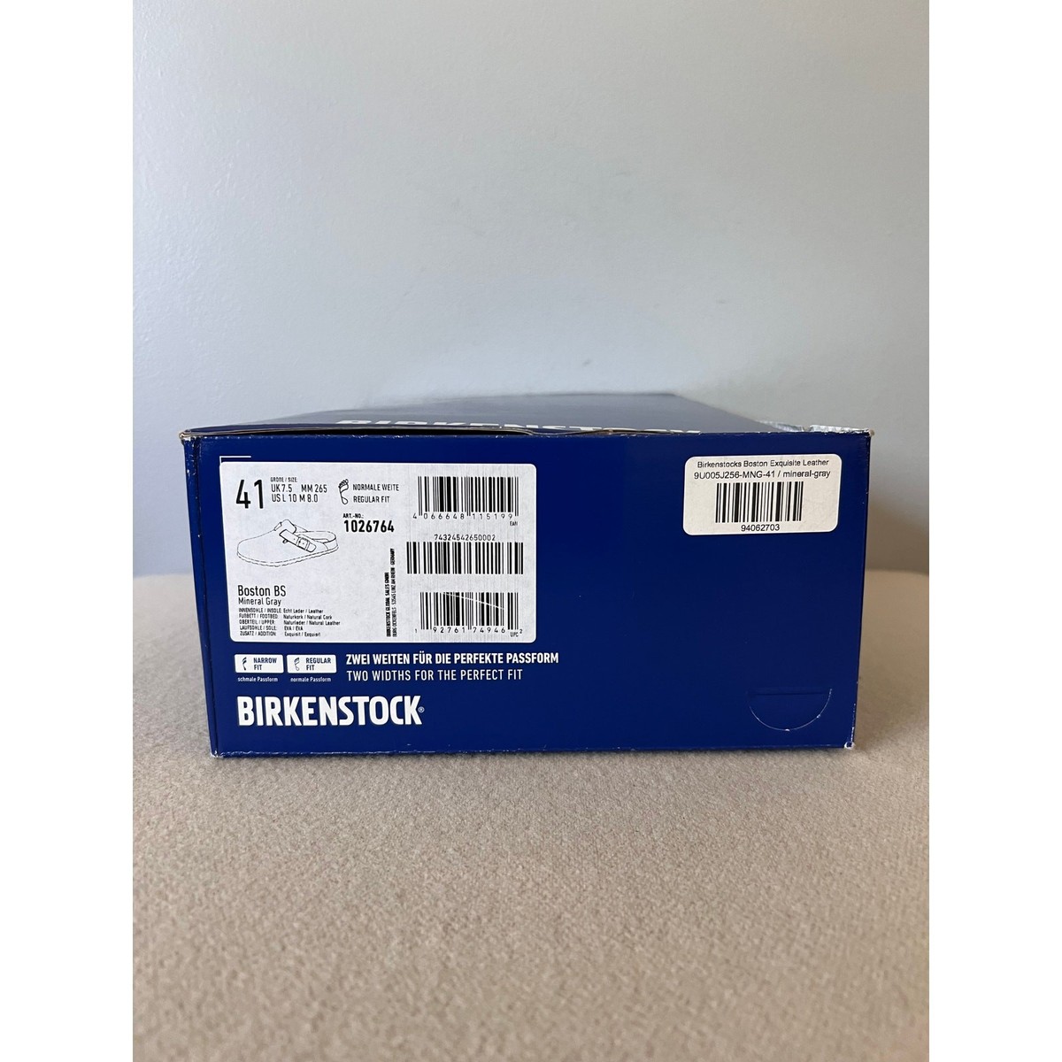 Birkenstock Boston Exquisite - Size 41 - Mineral Grey Leather