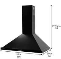 Russell Hobbs 90cm Wide Black Steel Chimney Cooker Hood-RHSCH901B RRP£120 Unused