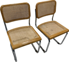 CESCA CHAIR PAIR style 70's 80's Honey Maple Cane chrome cantilever Taiwan label