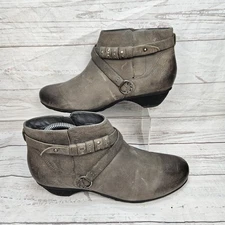 Abeo Maya Ankle Boots Women's 9.5 Leather Comfort Heel Zip Booties