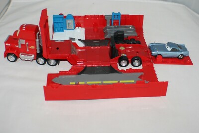 2014 Mattel Disney Pixar Cars Mack 95 Launcher Truck Rust-eze Lightning + Car