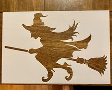 Witch And Broom Reusable 10 MIL Laser Cut Mylar Stencil Painting