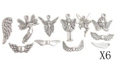 Mix Lots 11 66PCS Antiqued Silver Metal Fairy Charms Angel Wing Spacer Beads