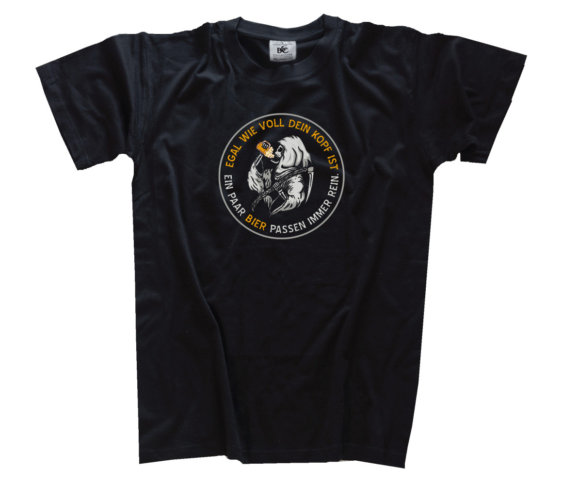 Egal wie voll dein Kopf ist, ein BIER VOLLFARB T-Shirt,Hoody Kapuzensweatshirt
