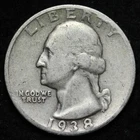 1938-S Washington SILVER Quarter - Circulated - Complete Your Album!