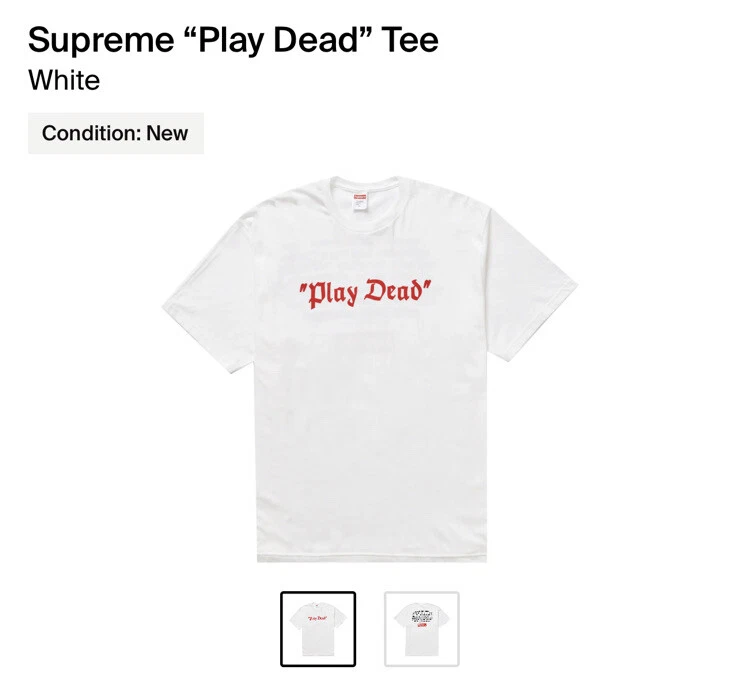 Supreme Play Dead Tee White T-Shirt Medium William Strobeck Box Logo FW22