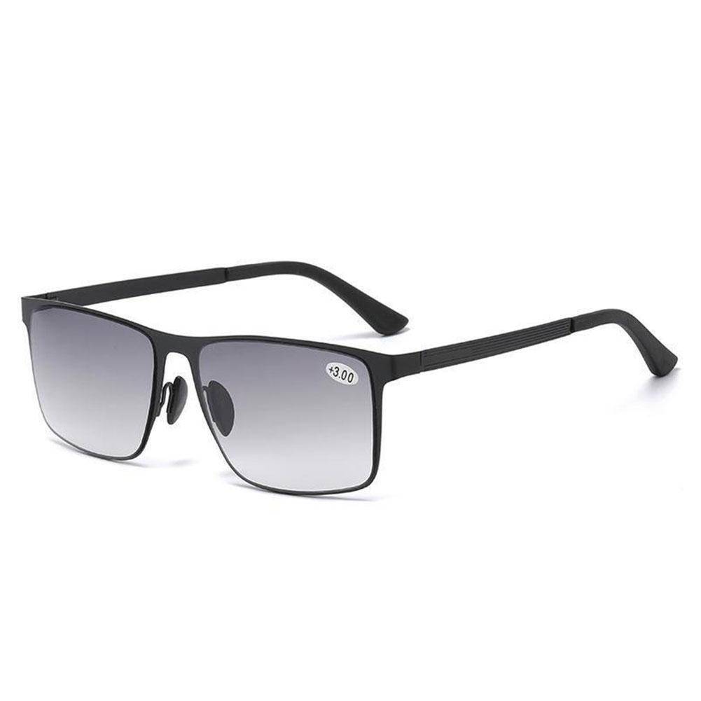 Men Metal Bifocal Tinted Reading Glasses Square Outdoor Polarized
