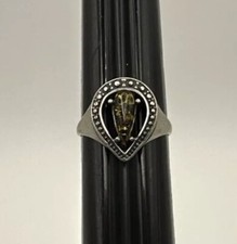 Amber Teardrop Sterling Silver Ring Sz 7