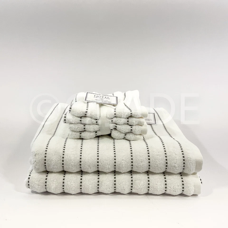 Toalla de 2 baños y 4 paños Hotel Collection Oeko-Tex secado rápido blanca gris nueva Foto 2 de 4