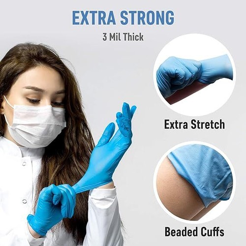 Nitrile Medical Exam Gloves Powder Free Blue S, M, L, XL - 100 to 1000 Count - Picture 5 of 8