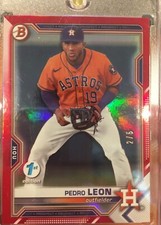 2021 Bowman Draft 1st Edition Pedro Leon Red Foil /5 Astros SSP Rare